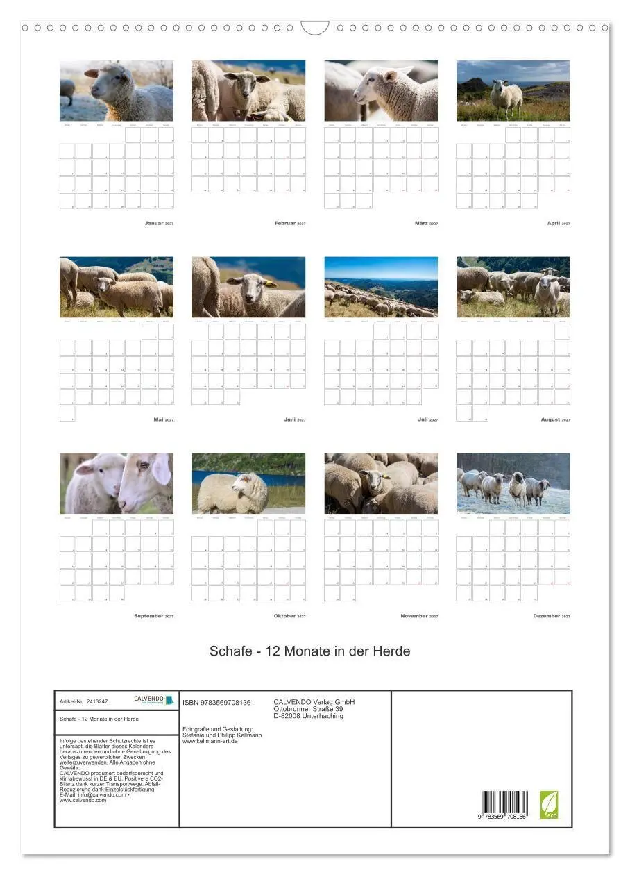 Bild: 9783569708136 | Schafe - 12 Monate in der Herde (Wandkalender 2027 DIN A2 hoch),...