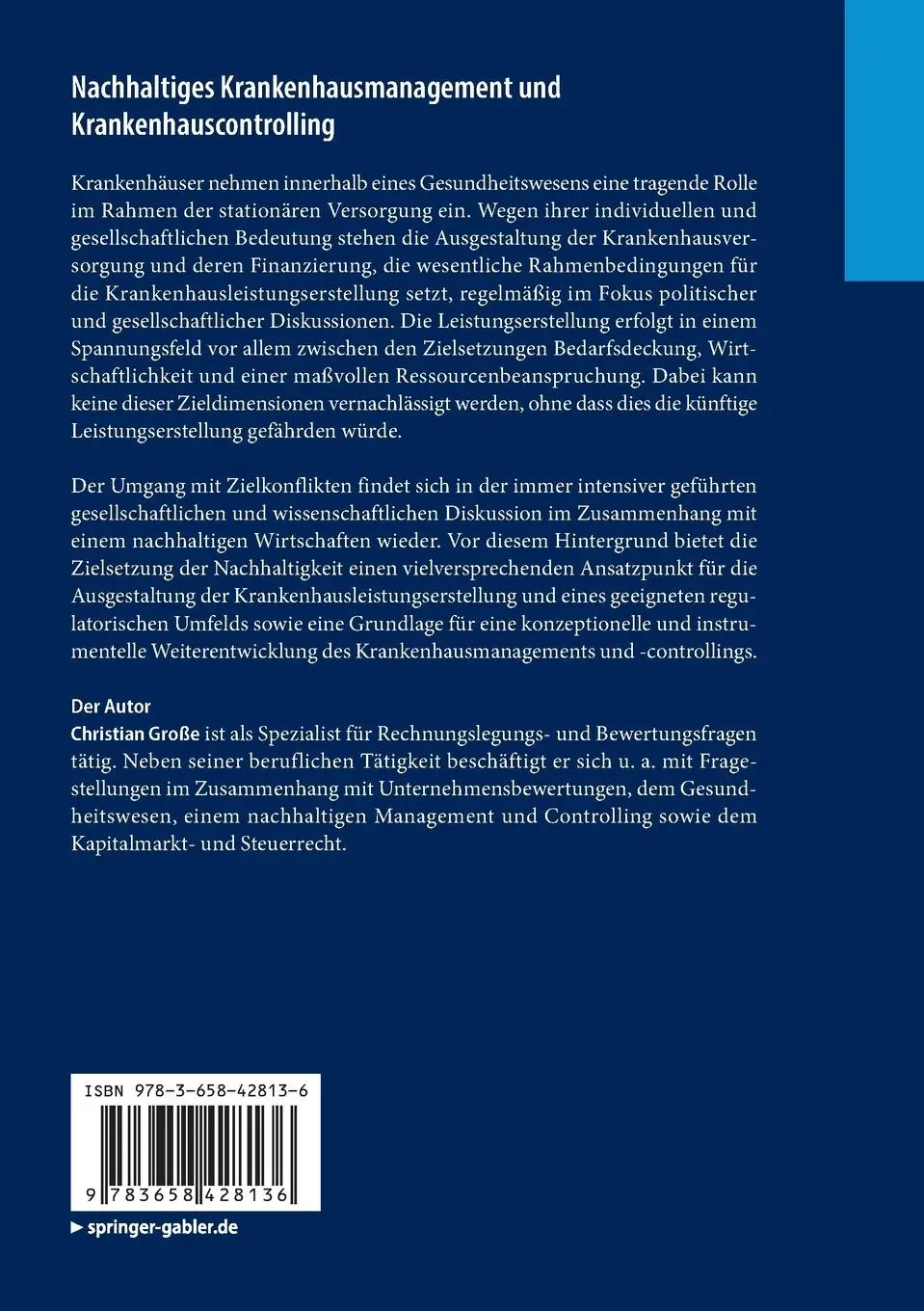 Rückseite: 9783658428136 | Nachhaltiges Krankenhausmanagement und Krankenhauscontrolling | Große