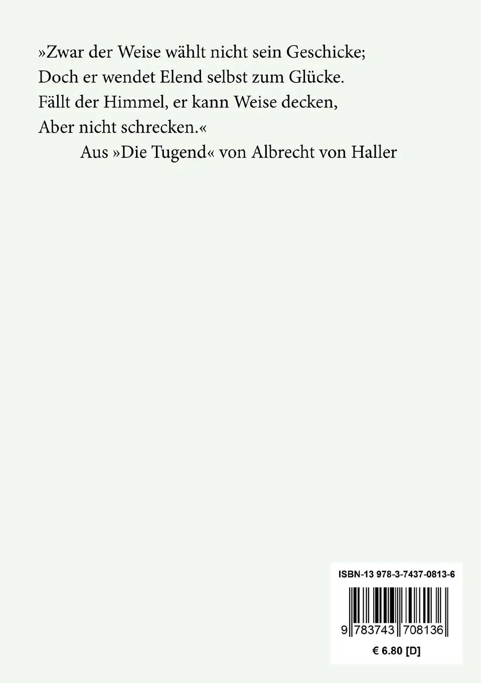 Rückseite: 9783743708136 | Die Alpen | Albrecht Von Haller | Taschenbuch | 168 S. | Deutsch