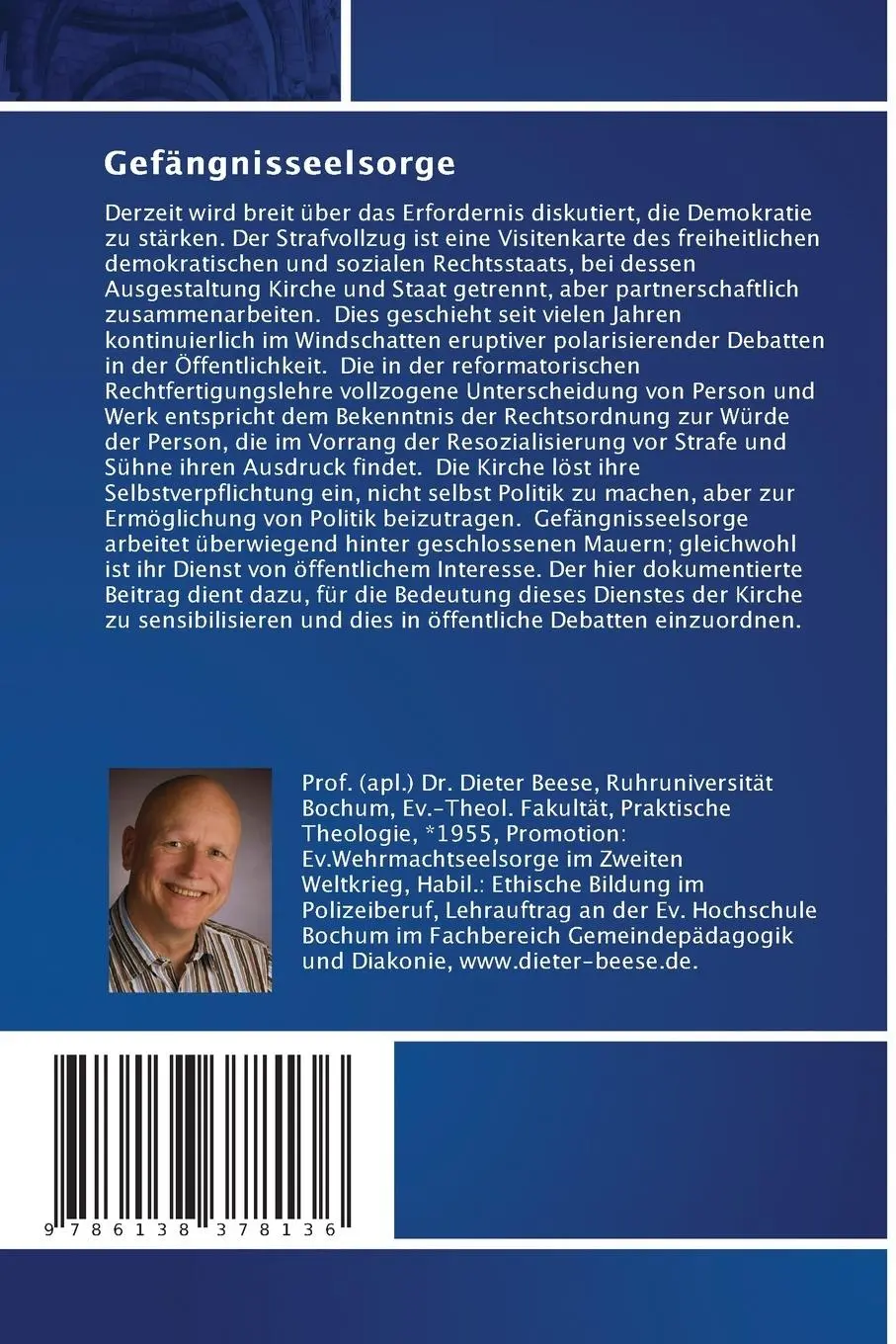 Rückseite: 9786138378136 | Gefängnisseelsorge | Impulse für ein Gespräch | Dieter Beese | Buch