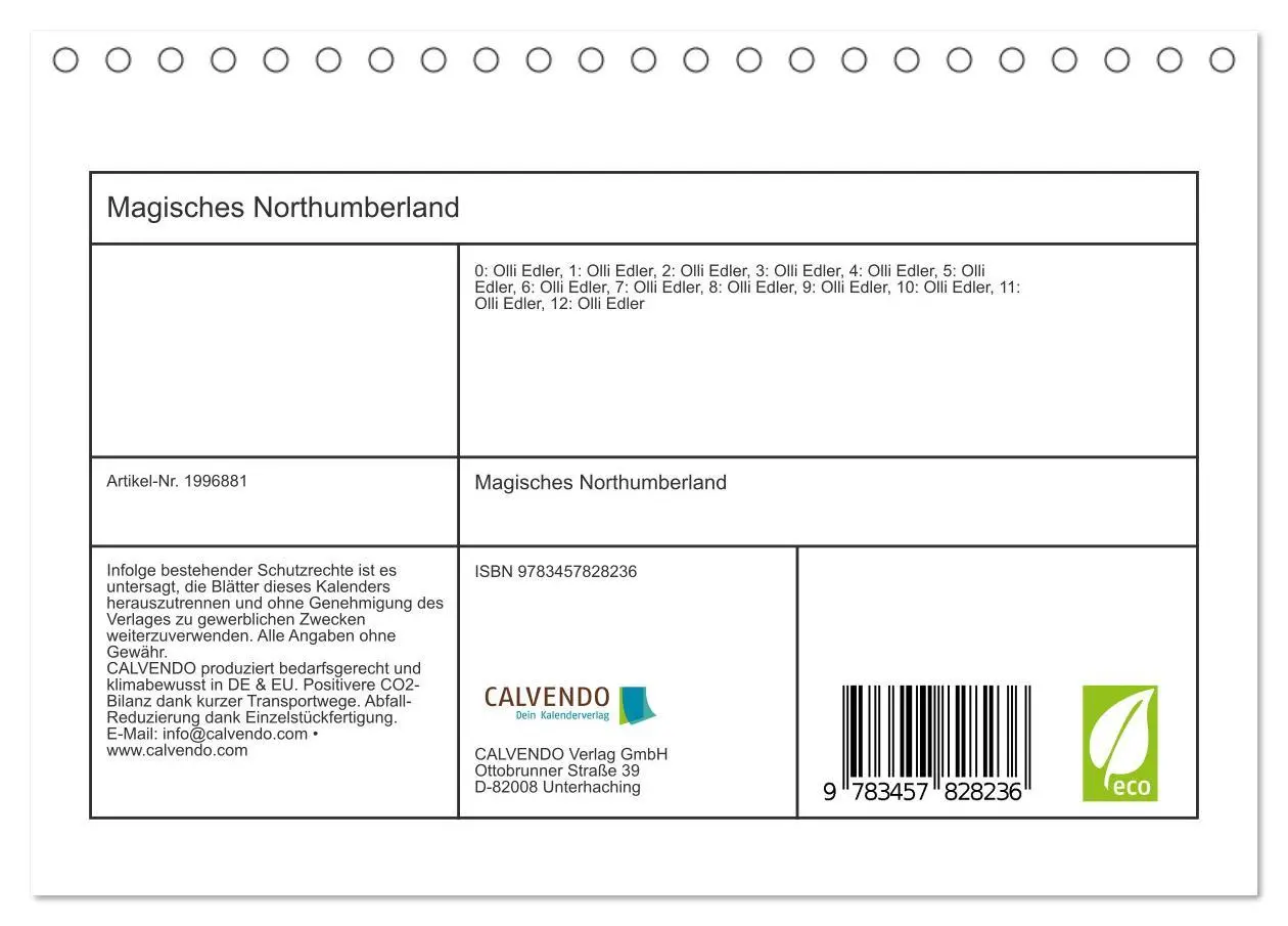 Bild: 9783457828236 | Magisches Northumberland (Tischkalender 2026 DIN A5 quer), CALVENDO...