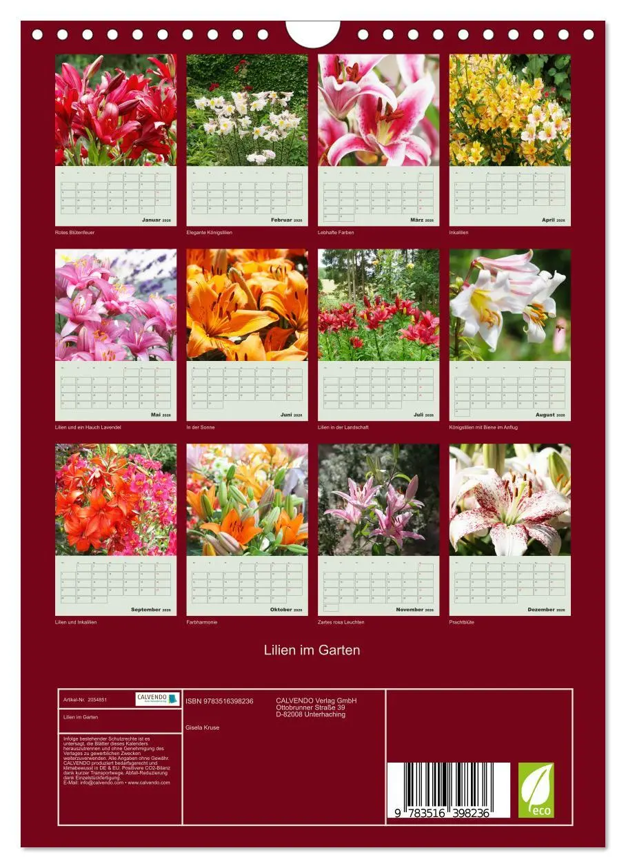 Bild: 9783516398236 | Lilien im Garten (Wandkalender 2026 DIN A4 hoch), CALVENDO...