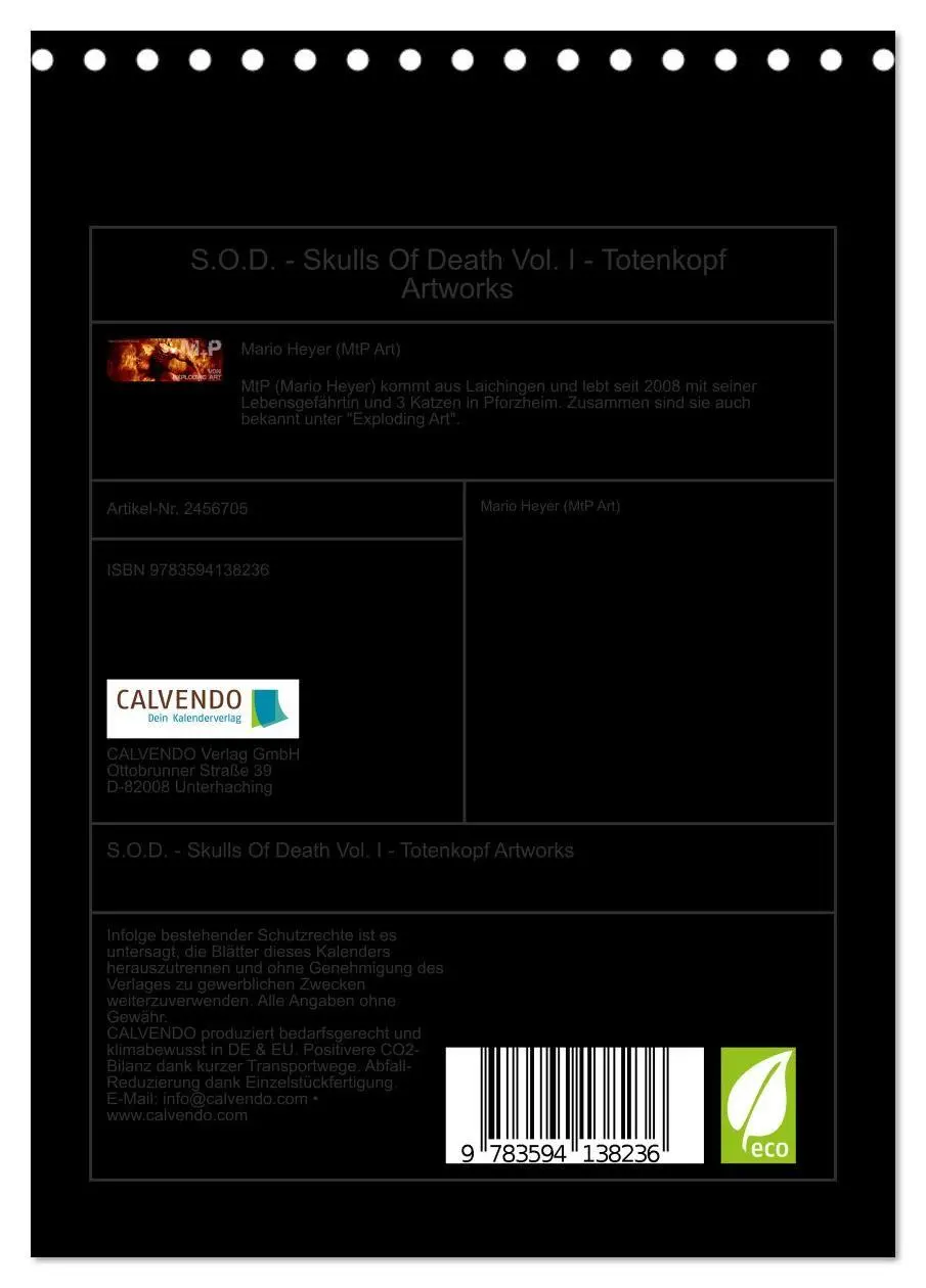 Bild: 9783594138236 | S.O.D. - Skulls Of Death Vol. I - Totenkopf Artworks (Tischkalender...