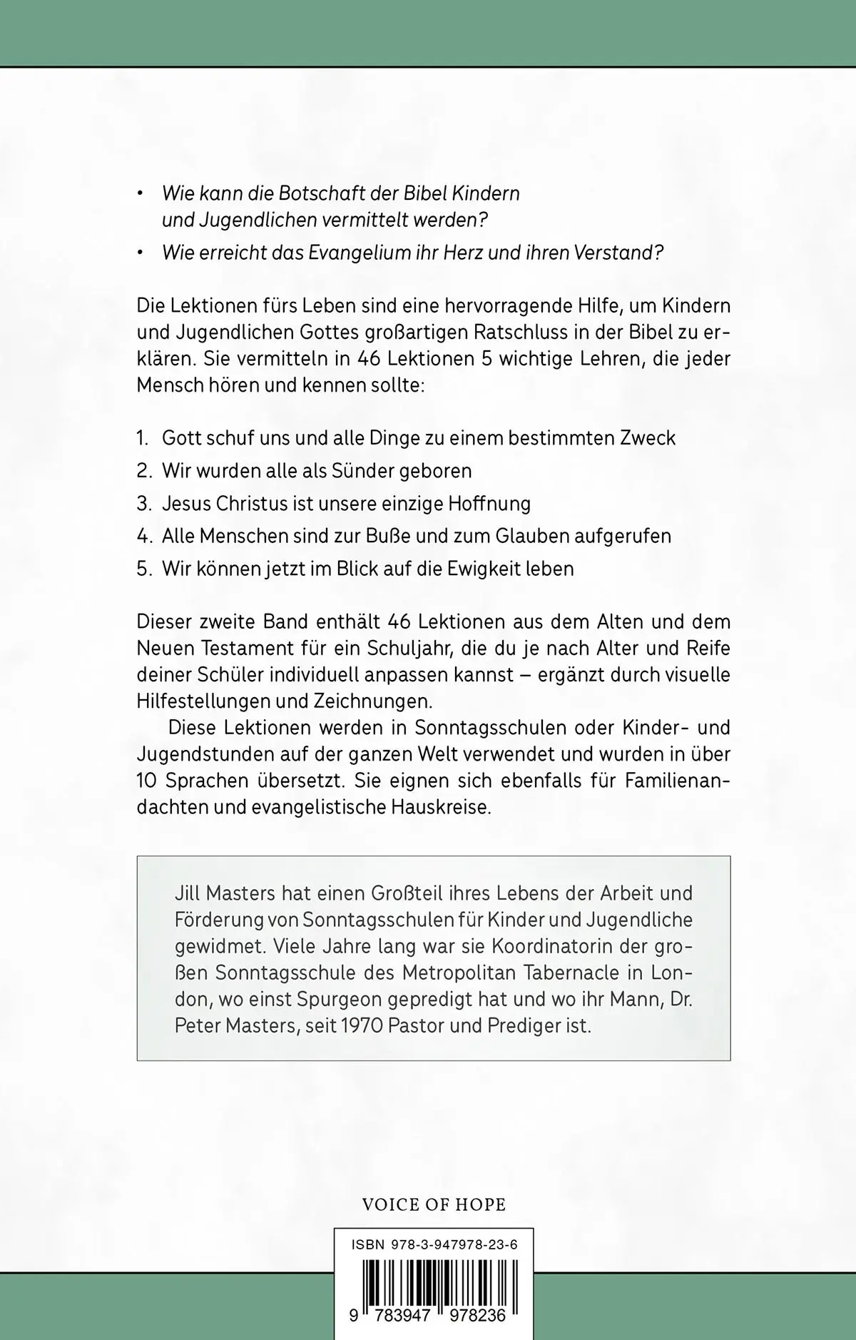 Rückseite: 9783947978236 | Lektionen fürs Leben 2 | Jill Masters | Buch | 352 S. | Deutsch | 2025