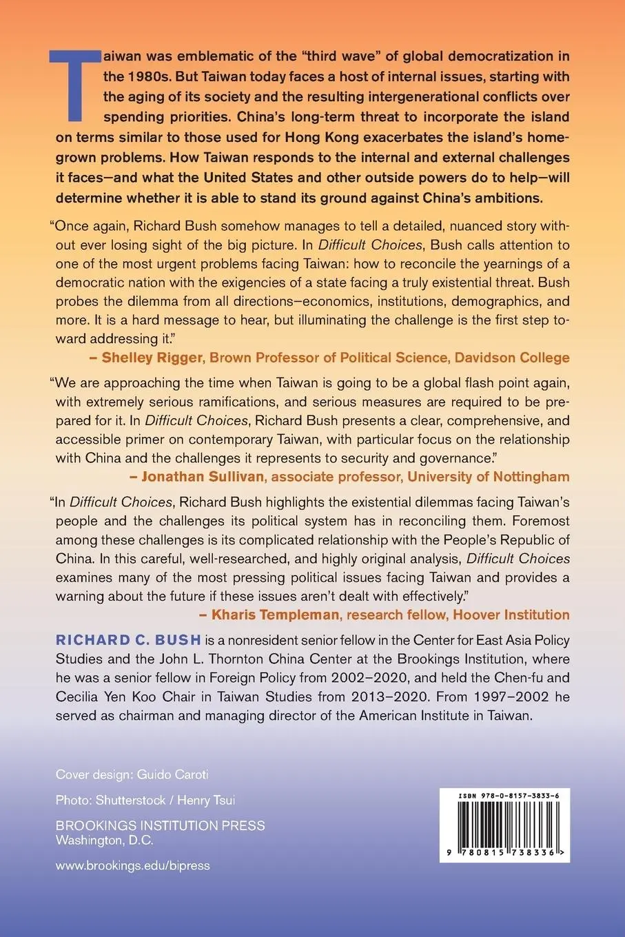 Rückseite: 9780815738336 | Difficult Choices | Taiwan's Quest for Security and the Good Life