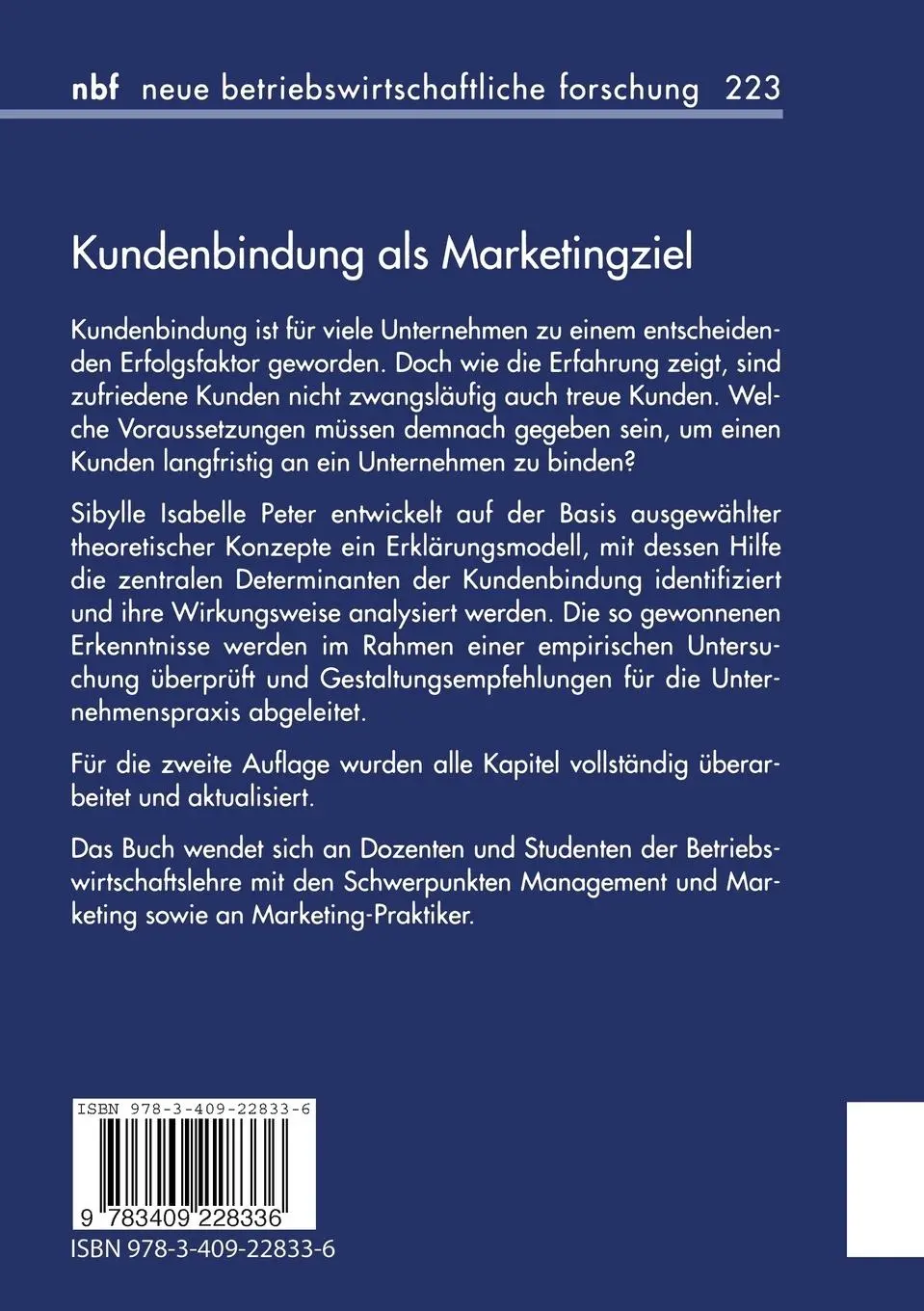 Rückseite: 9783409228336 | Kundenbindung als Marketingziel | Sibylle Isabelle Peter | Taschenbuch