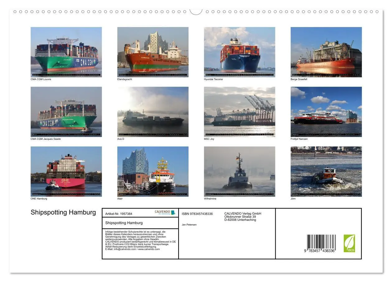 Bild: 9783457438336 | Shipspotting Hamburg (hochwertiger Premium Wandkalender 2026 DIN A2...