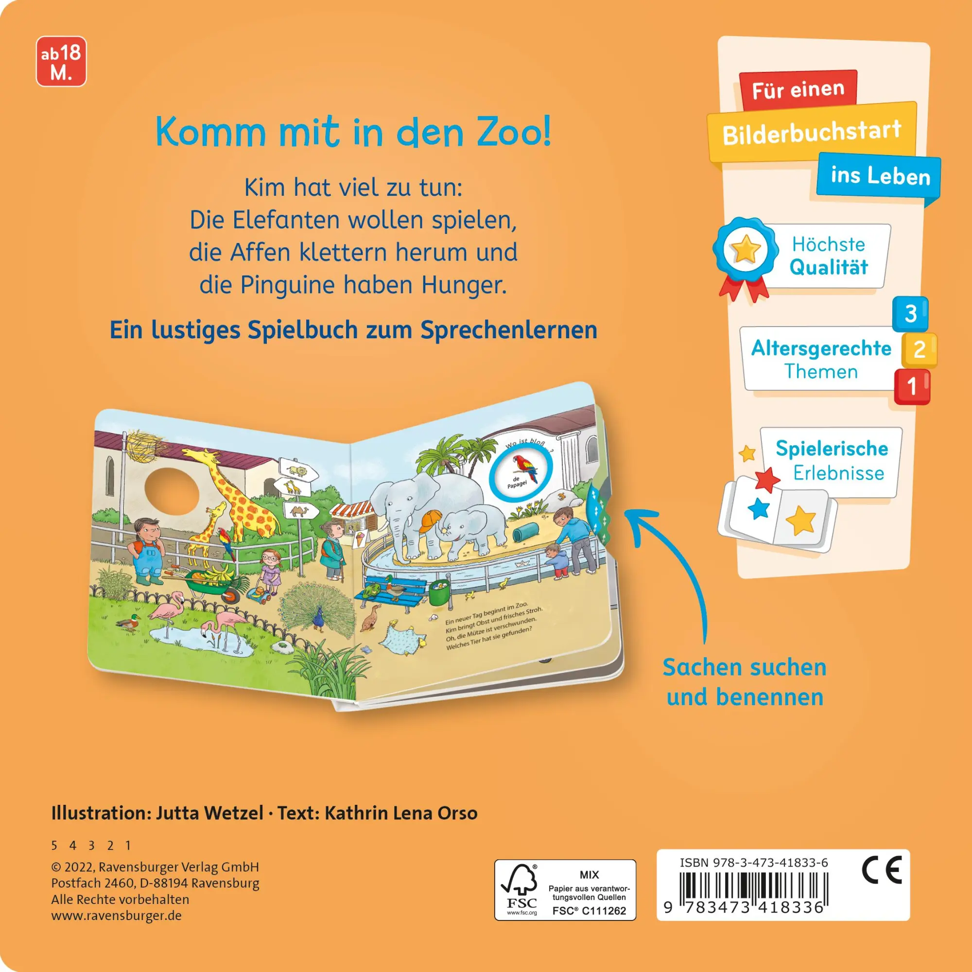 Rückseite: 9783473418336 | Wo ist bloß...? Mein Zoo-Buch zum Sachen suchen | Kathrin Lena Orso