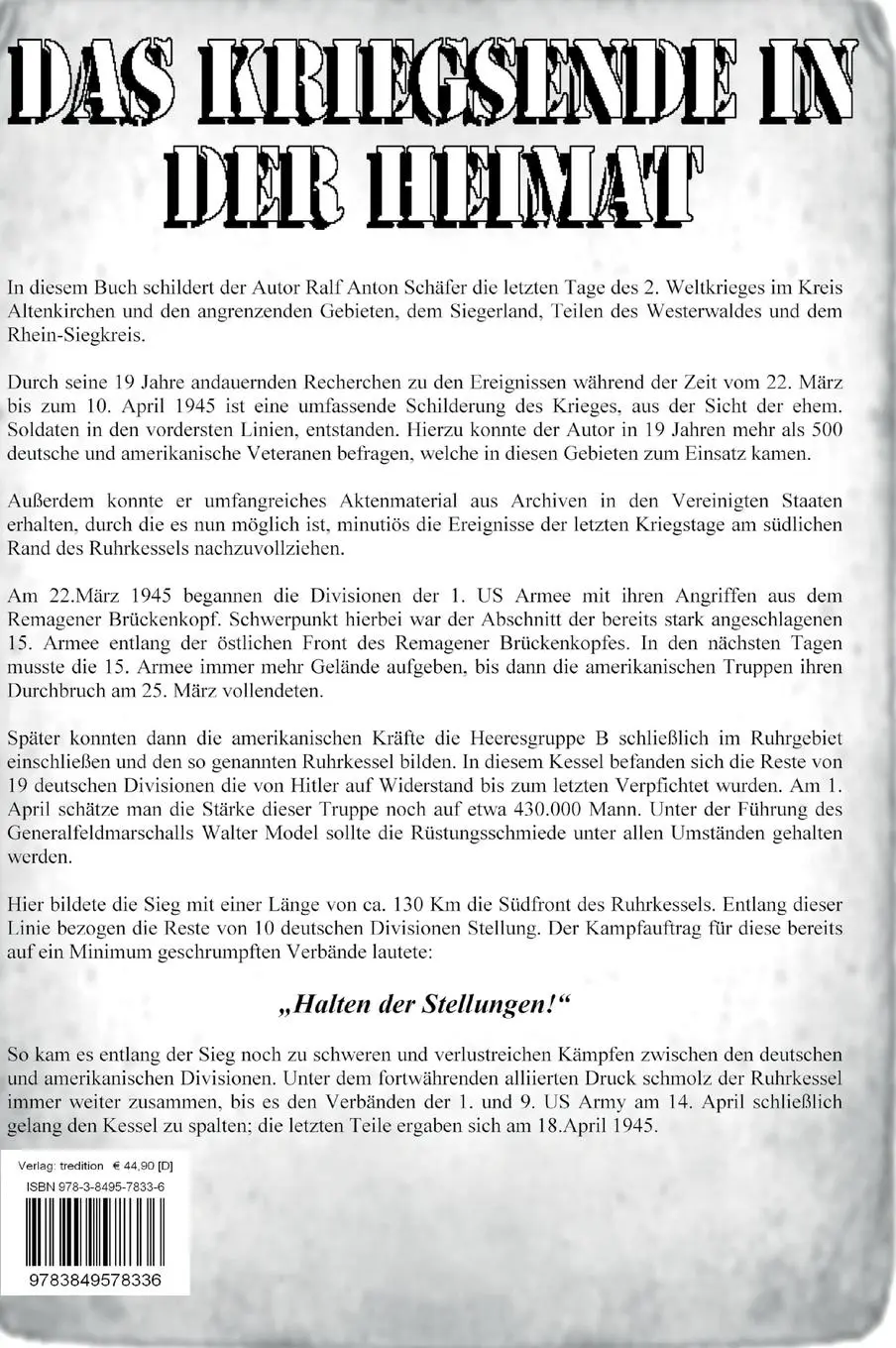 Rückseite: 9783849578336 | Das Kriegsende in der Heimat | Ralf Anton Schäfer (u. a.) | Buch