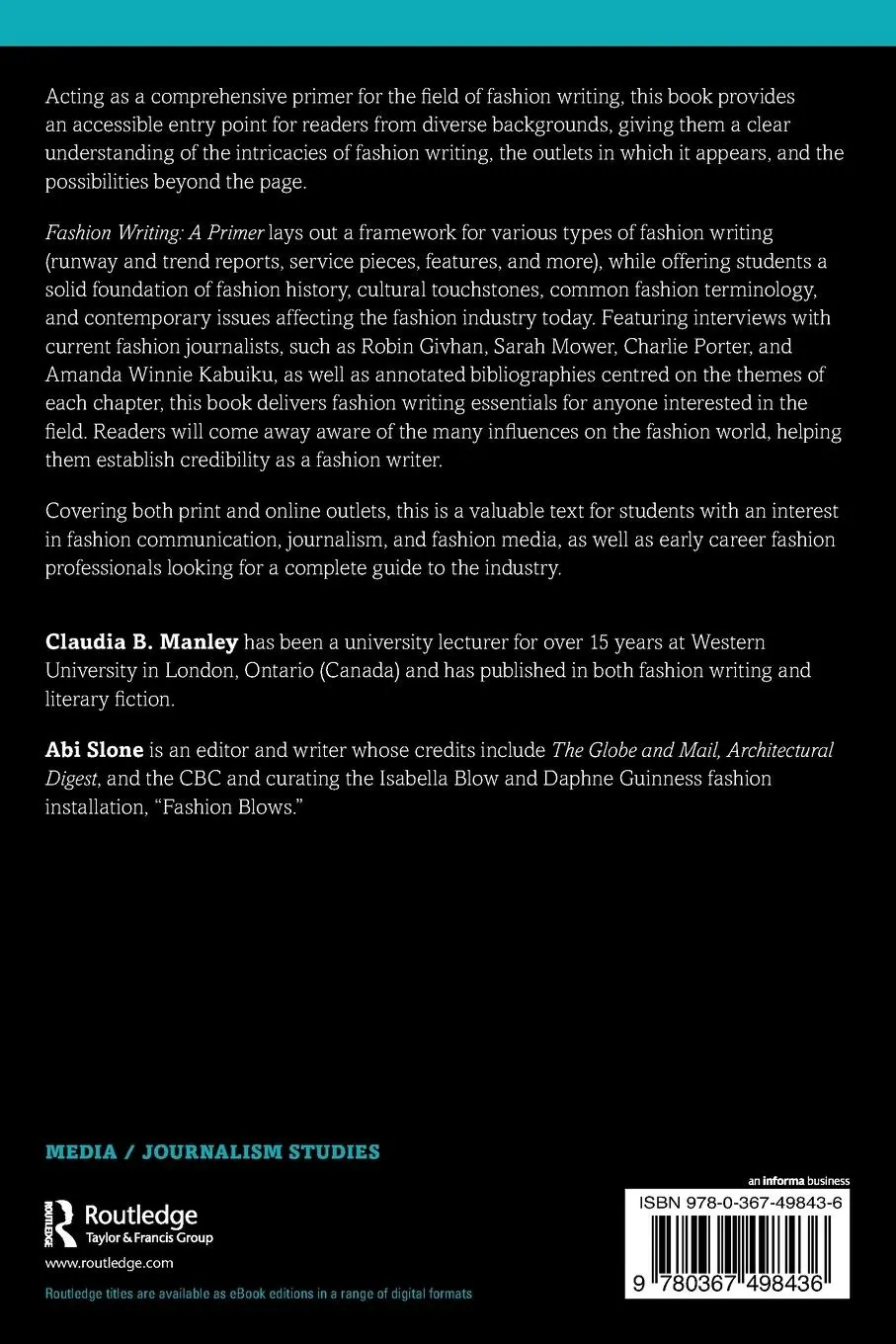 Rückseite: 9780367498436 | Fashion Writing | A Primer | Claudia Manley (u. a.) | Taschenbuch