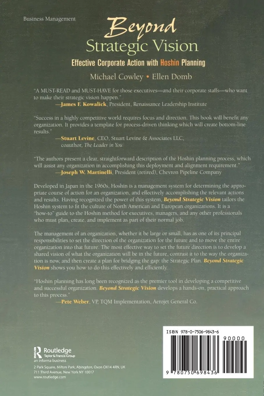 Rückseite: 9780750698436 | Beyond Strategic Vision | Michael Cowley (u. a.) | Taschenbuch | 1997