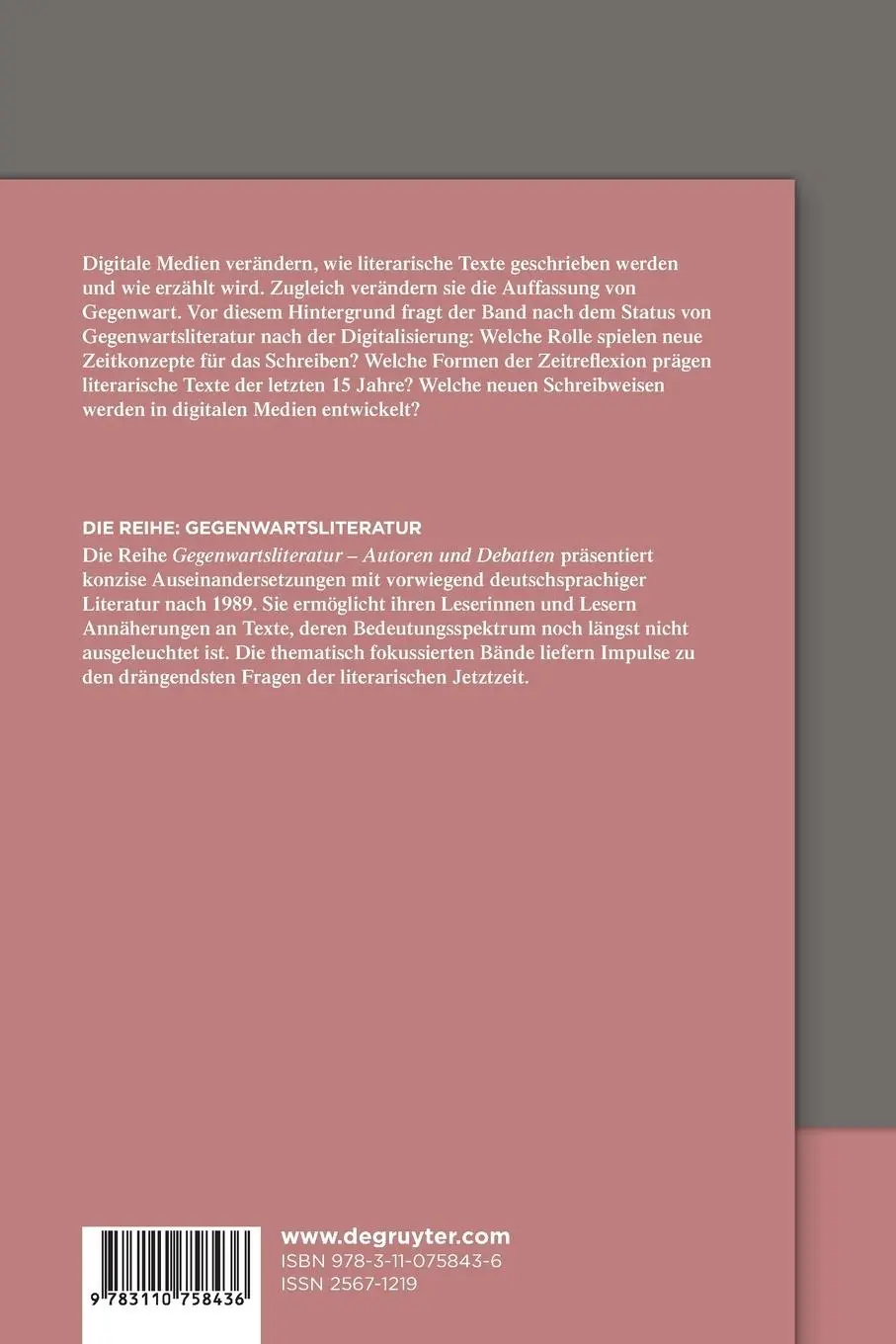 Rückseite: 9783110758436 | Literatur nach der Digitalisierung | Eckhard Schumacher (u. a.) | Buch