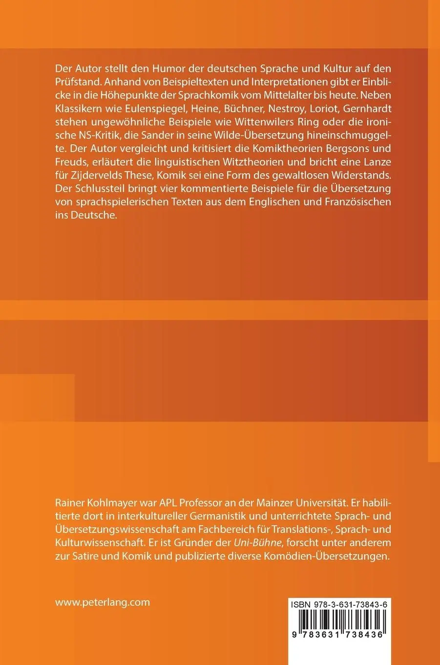 Rückseite: 9783631738436 | Deutsche Sprachkomik | Ein Überblick für Übersetzer und Germanisten