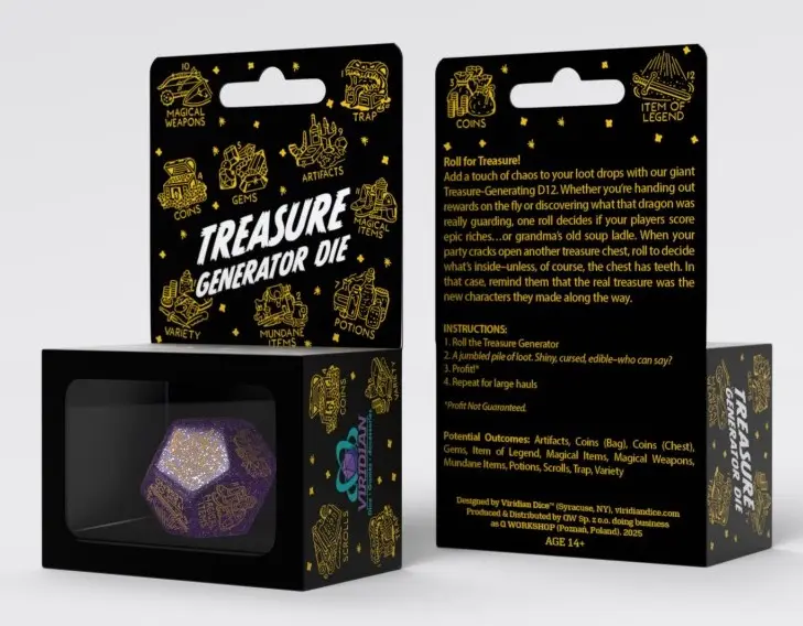 Cover: 5907699498536 | Treasure Generator Die: Shimmering Purple&amp;GolD | 2025 | Q-Workshop