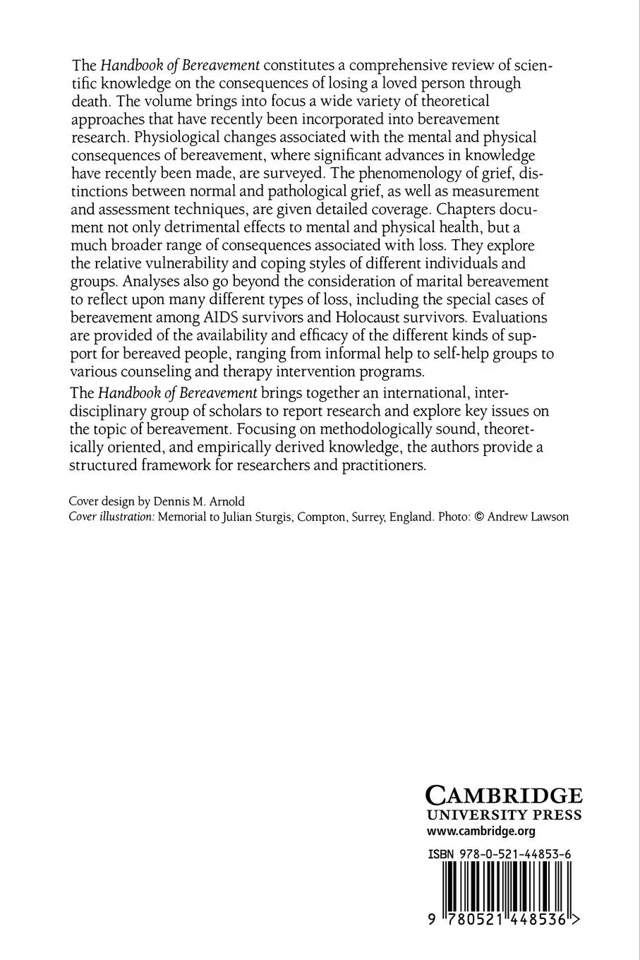 Rückseite: 9780521448536 | Handbook of Bereavement | Margaret S. Stroebe (u. a.) | Taschenbuch