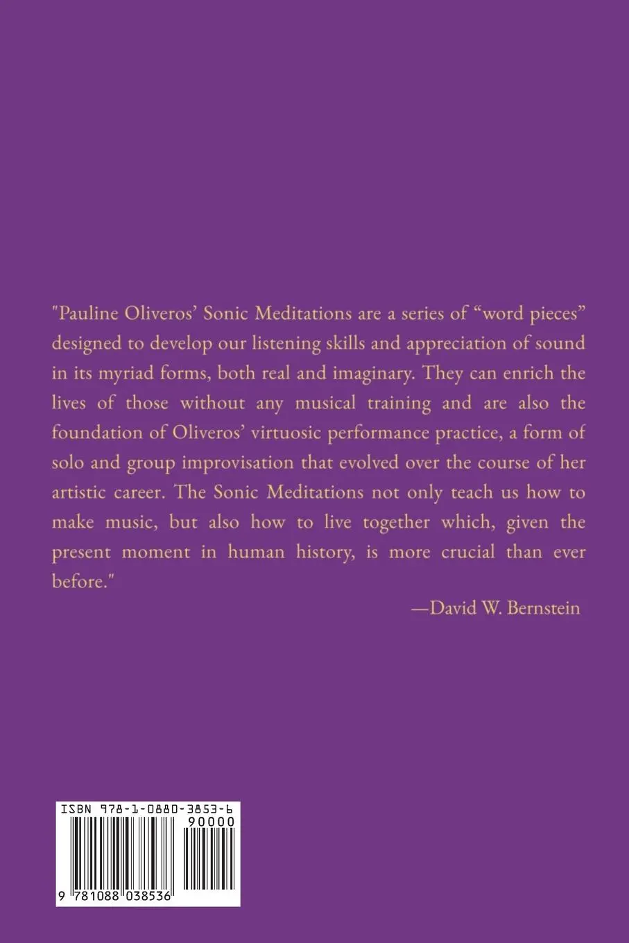 Rückseite: 9781088038536 | Sonic Meditations | Pauline Oliveros | Taschenbuch | Englisch | 2022