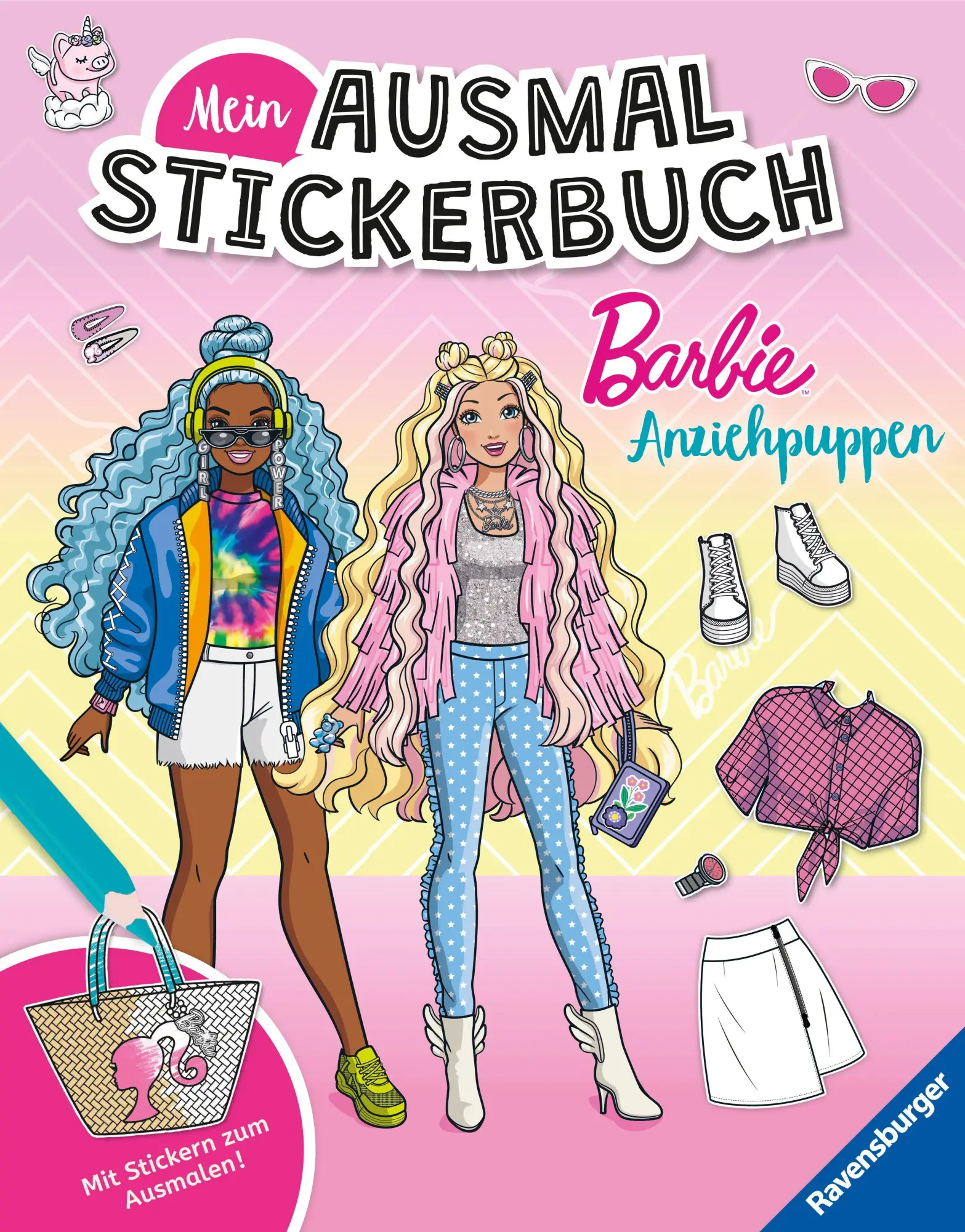 Cover: 9783473498536 | Mein Ausmalstickerbuch Barbie - Anziehpuppen | Taschenbuch | 24 S.