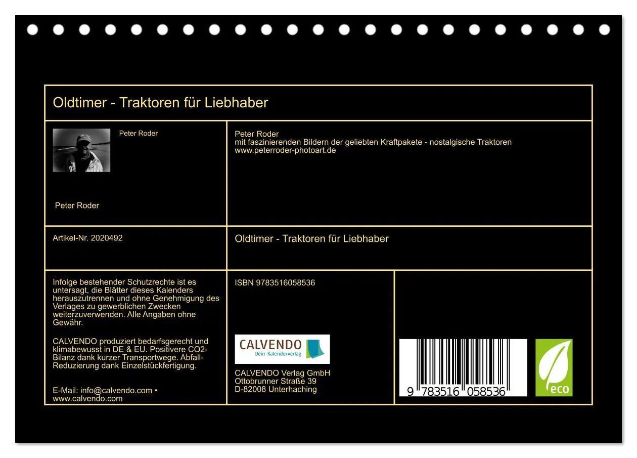 Bild: 9783516058536 | Oldtimer - Traktoren für Liebhaber (Tischkalender 2026 DIN A5...