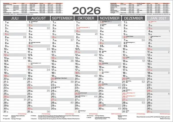 Bild: 9783731888536 | Tafelkalender A3 "Stabil" 2026 | Verlag Korsch | Kalender | 1 S.
