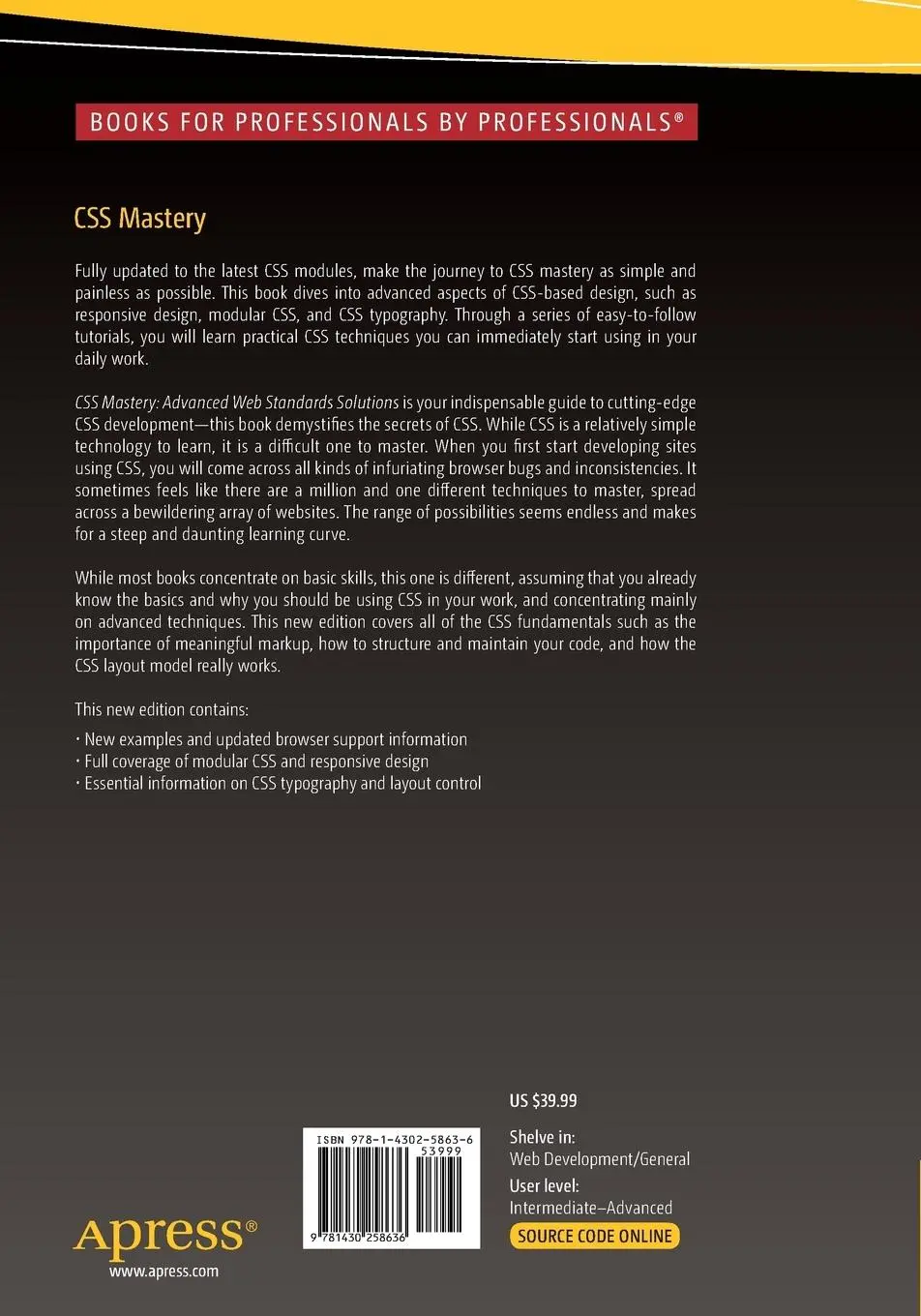Rückseite: 9781430258636 | CSS Mastery | Emil Björklund (u. a.) | Taschenbuch | xxiii | Englisch