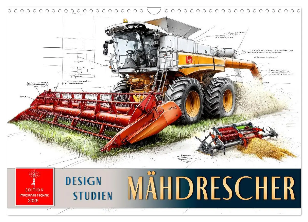 Cover: 9783457268636 | Mähdrescher - Design Studien (Wandkalender 2026 DIN A3 quer),...