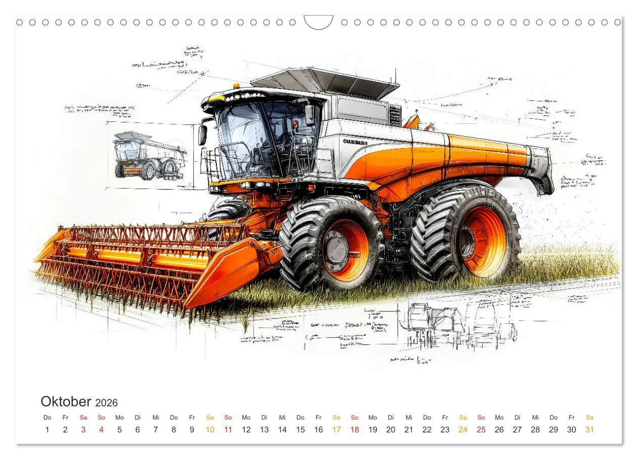 Bild: 9783457268636 | Mähdrescher - Design Studien (Wandkalender 2026 DIN A3 quer),...