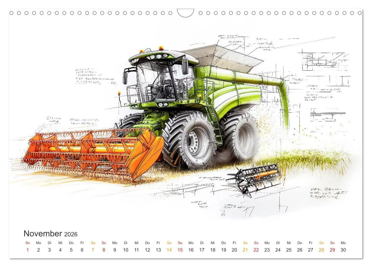 Bild: 9783457268636 | Mähdrescher - Design Studien (Wandkalender 2026 DIN A3 quer),...