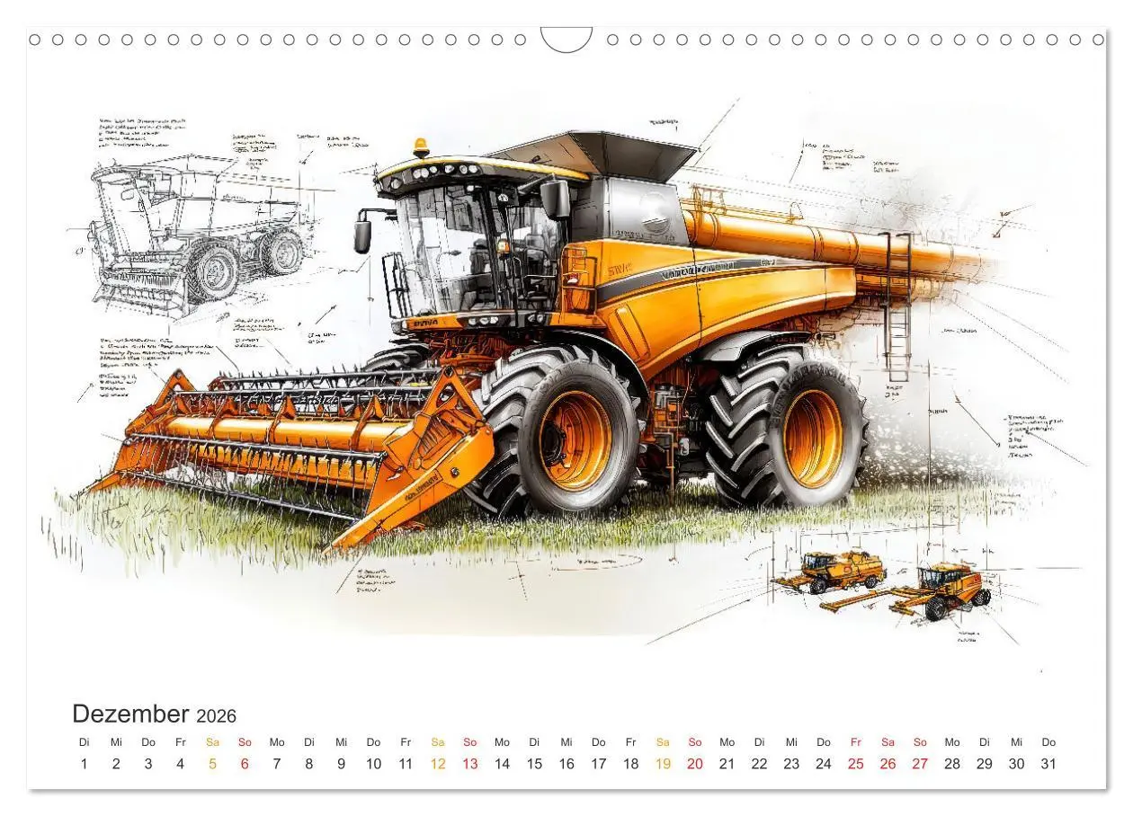 Bild: 9783457268636 | Mähdrescher - Design Studien (Wandkalender 2026 DIN A3 quer),...