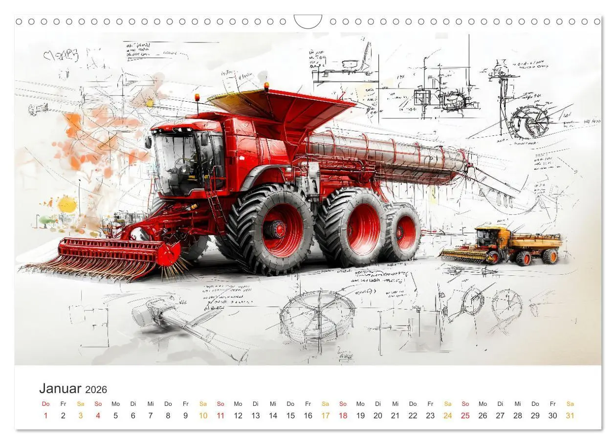 Bild: 9783457268636 | Mähdrescher - Design Studien (Wandkalender 2026 DIN A3 quer),...