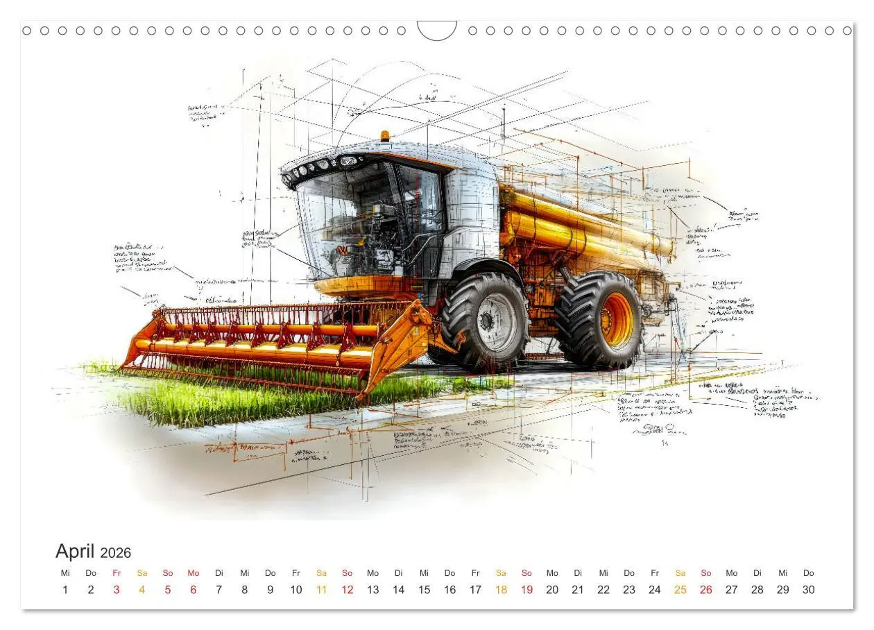 Bild: 9783457268636 | Mähdrescher - Design Studien (Wandkalender 2026 DIN A3 quer),...