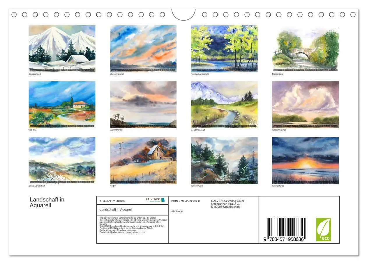 Bild: 9783457958636 | Landschaft in Aquarell (Wandkalender 2026 DIN A4 quer), CALVENDO...