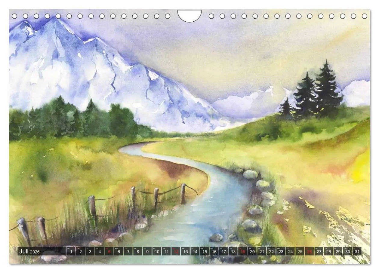 Bild: 9783457958636 | Landschaft in Aquarell (Wandkalender 2026 DIN A4 quer), CALVENDO...