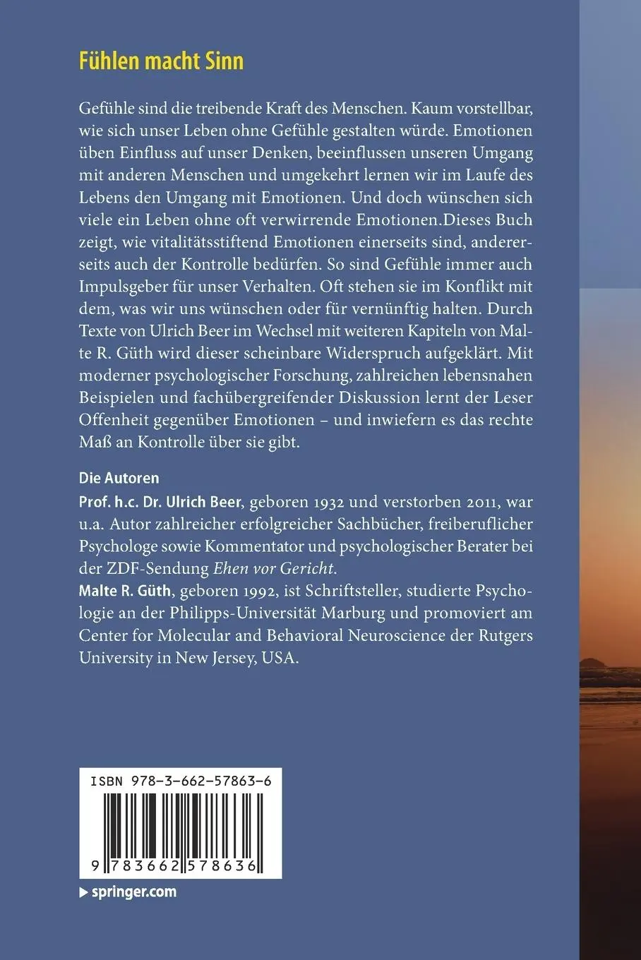 Rückseite: 9783662578636 | Fühlen macht Sinn | Wie wir Gefühle erleben und warum wir sie brauchen