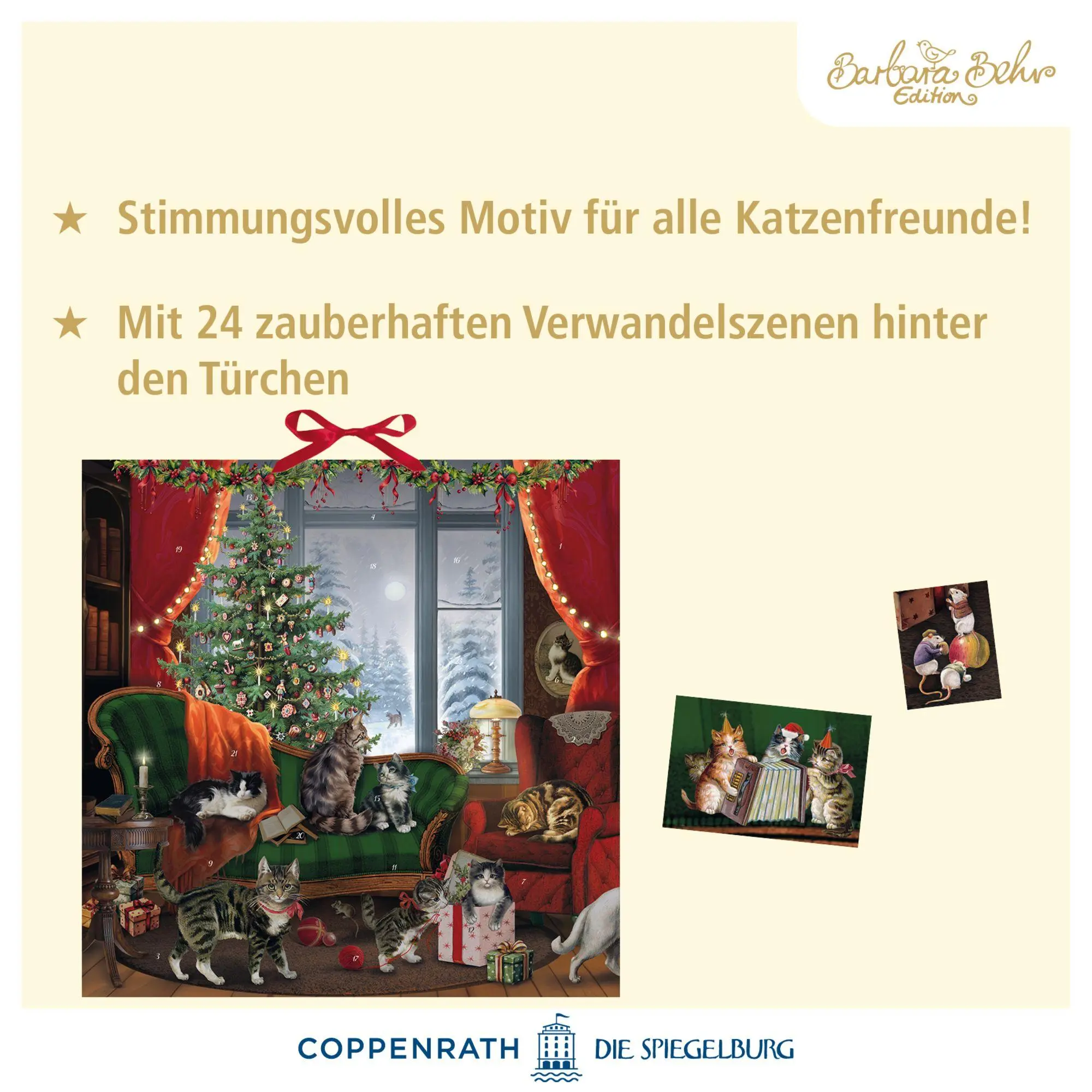 Bild: 4050003958736 | Wand-Adventskalender - Katzen am Fenster | Barbara Behr | Kalender