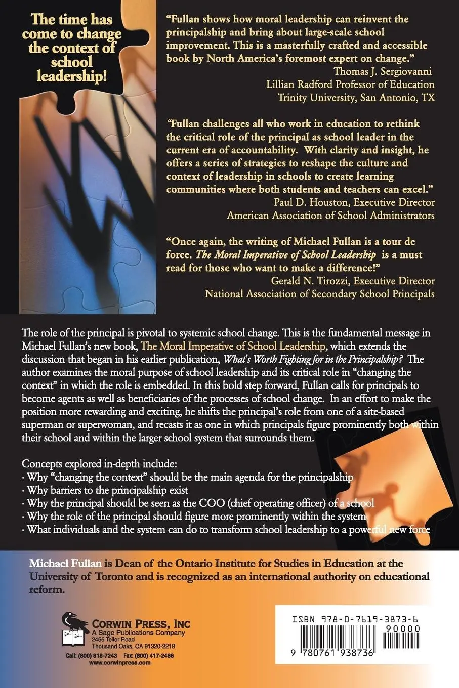 Rückseite: 9780761938736 | The Moral Imperative of School Leadership | Michael Fullan | Buch