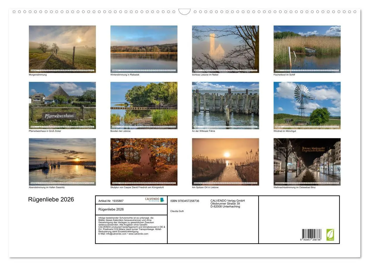 Bild: 9783457258736 | Rügenliebe 2026 (Wandkalender 2026 DIN A2 quer), CALVENDO...