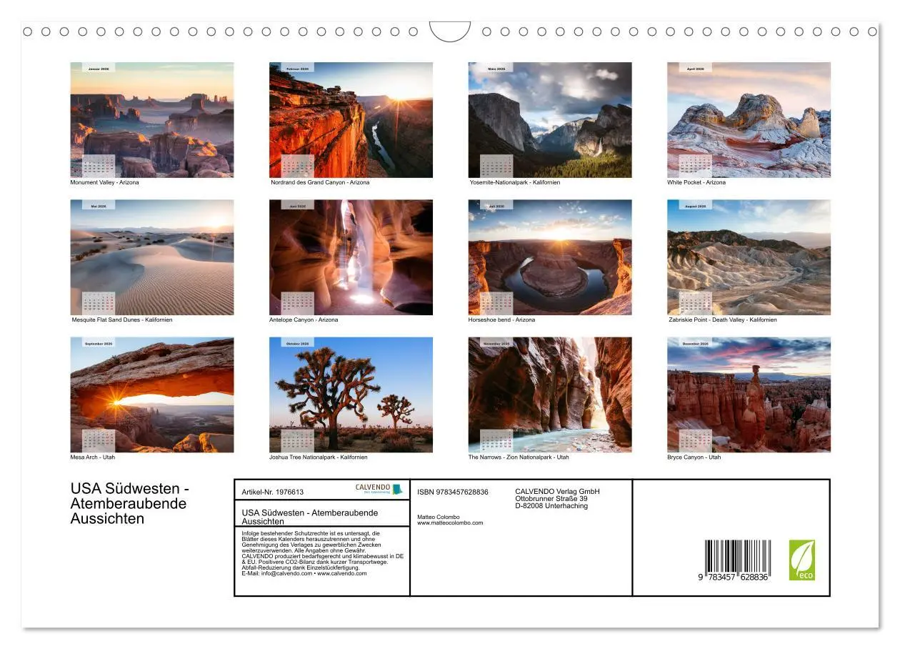 Bild: 9783457628836 | USA Südwesten - Atemberaubende Aussichten (Wandkalender 2026 DIN A3...