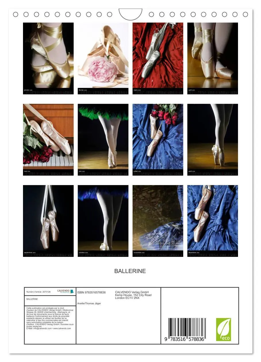 Bild: 9783516578836 | BALLERINE (Calendrier mural 2026 DIN A4 horizontal), CALVENDO...