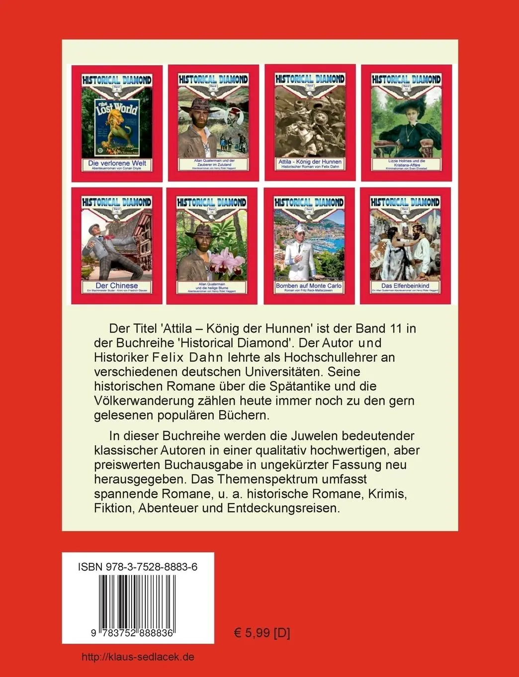 Rückseite: 9783752888836 | Attila - König der Hunnen | Epischer Historienroman | Felix Dahn