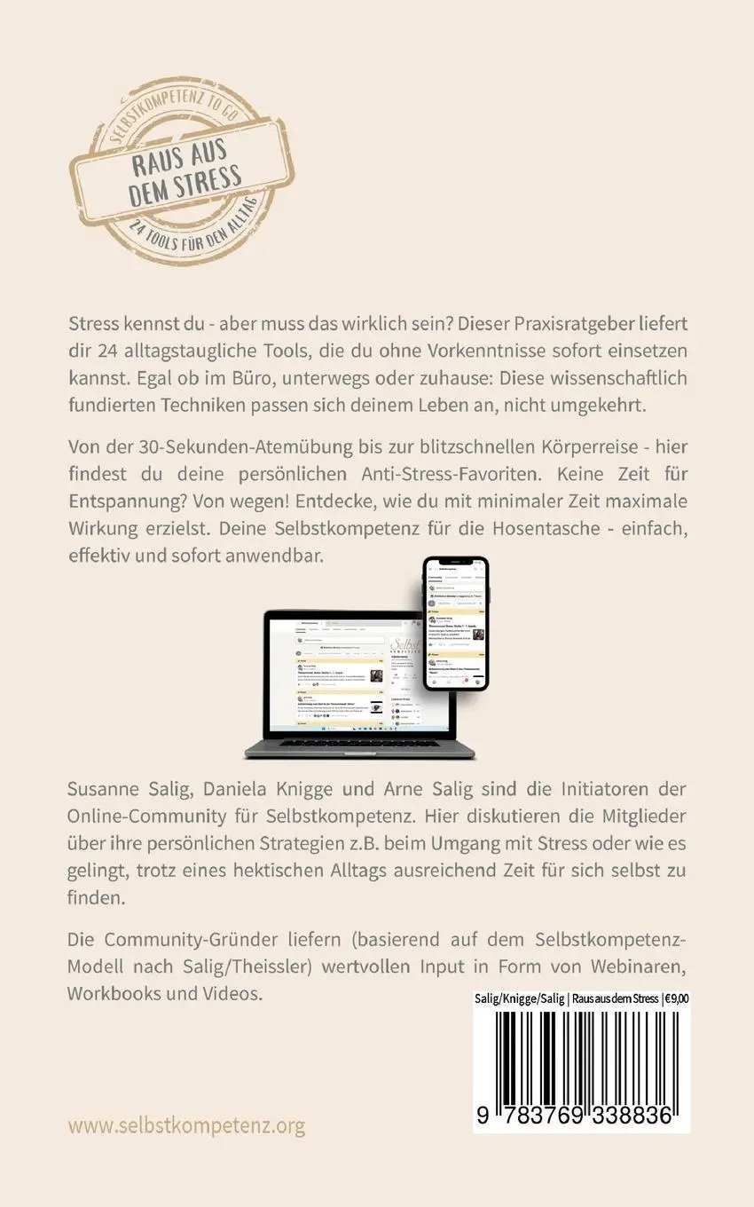 Rückseite: 9783769338836 | Raus aus dem Stress | 24 Tools für den Alltag | Susanne Salig (u. a.)