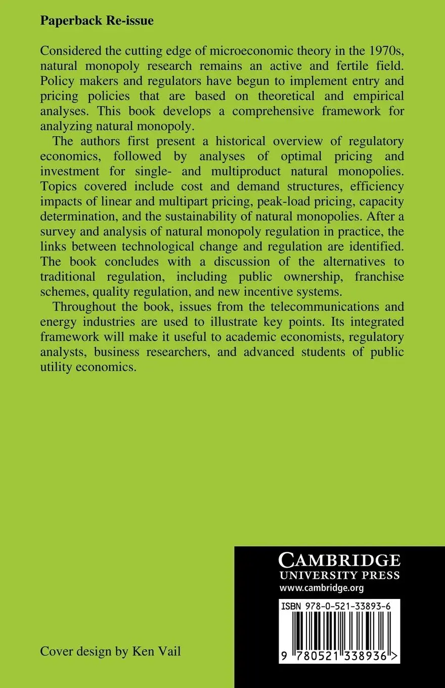 Rückseite: 9780521338936 | Natural Monopoly Regulation | Principles and Practice | Berg (u. a.)