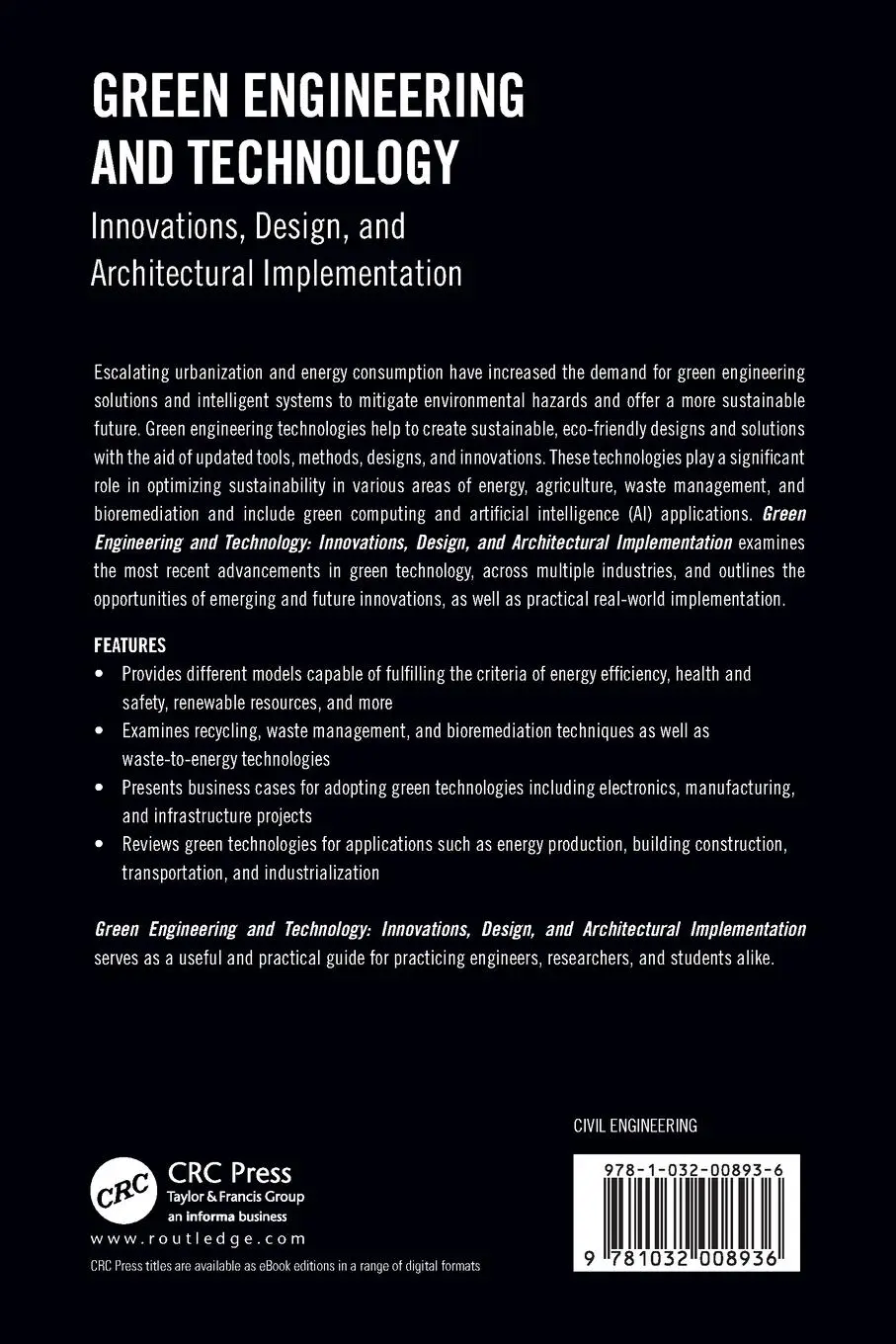 Rückseite: 9781032008936 | Green Engineering and Technology | Om Prakash Jena (u. a.) | Buch