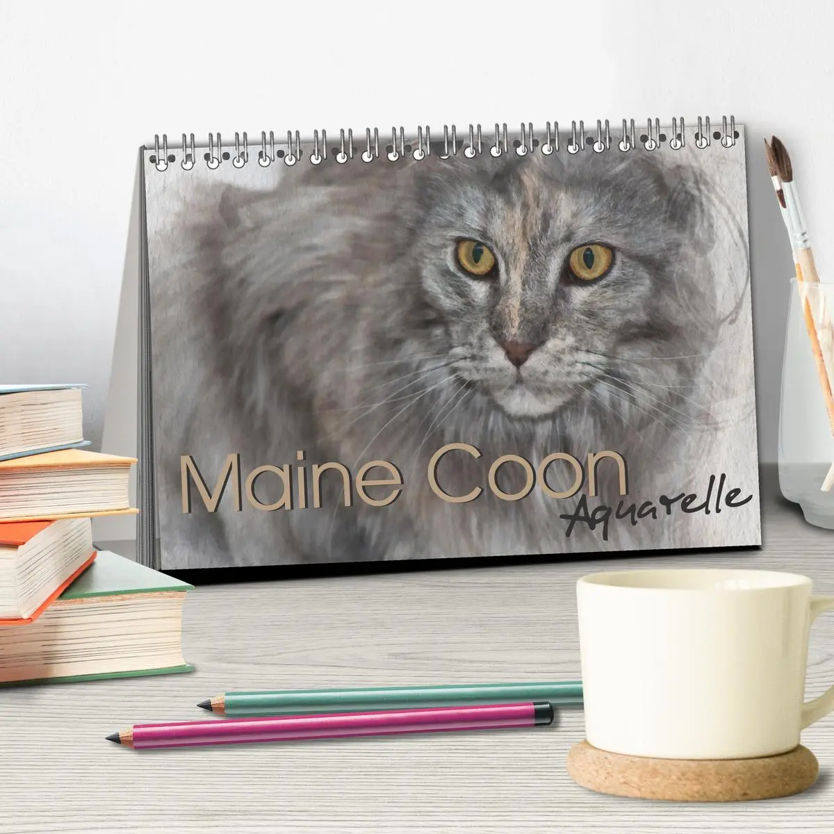 Bild: 9783457618936 | Maine Coon Aquarelle (Tischkalender 2026 DIN A5 quer), CALVENDO...