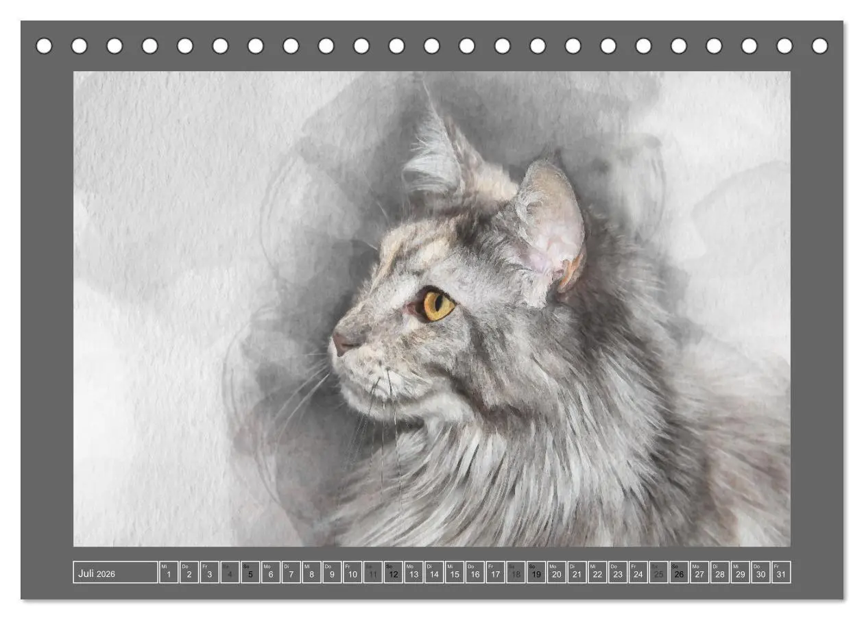 Bild: 9783457618936 | Maine Coon Aquarelle (Tischkalender 2026 DIN A5 quer), CALVENDO...