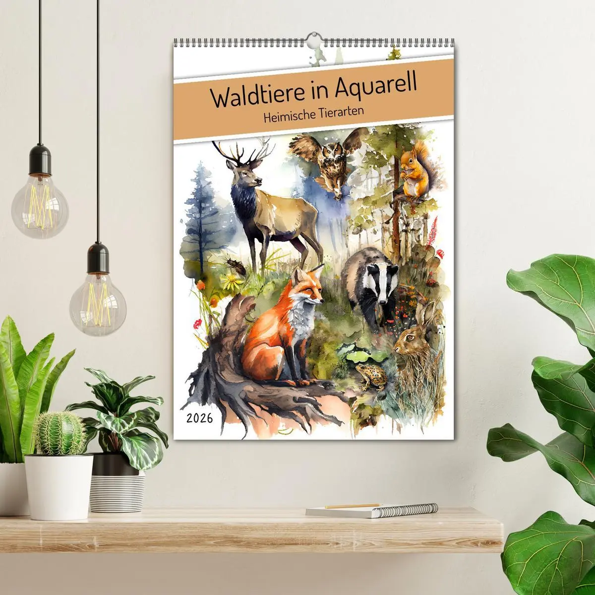 Bild: 9783516328936 | Waldtiere in Aquarell - Heimische Tierarten (Wandkalender 2026 DIN...