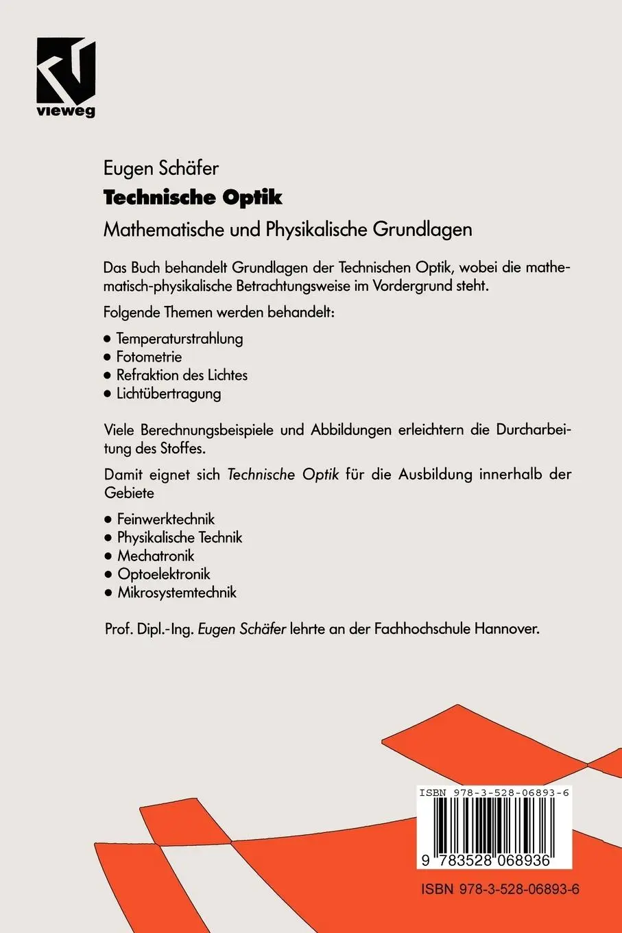 Rückseite: 9783528068936 | Technischen Optik | Mathematische und Physikalische Grundlagen | Buch