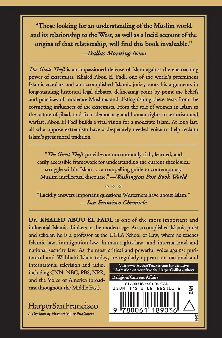 Rückseite: 9780061189036 | The Great Theft | Wrestling Islam from the Extremists | Fadl | Buch