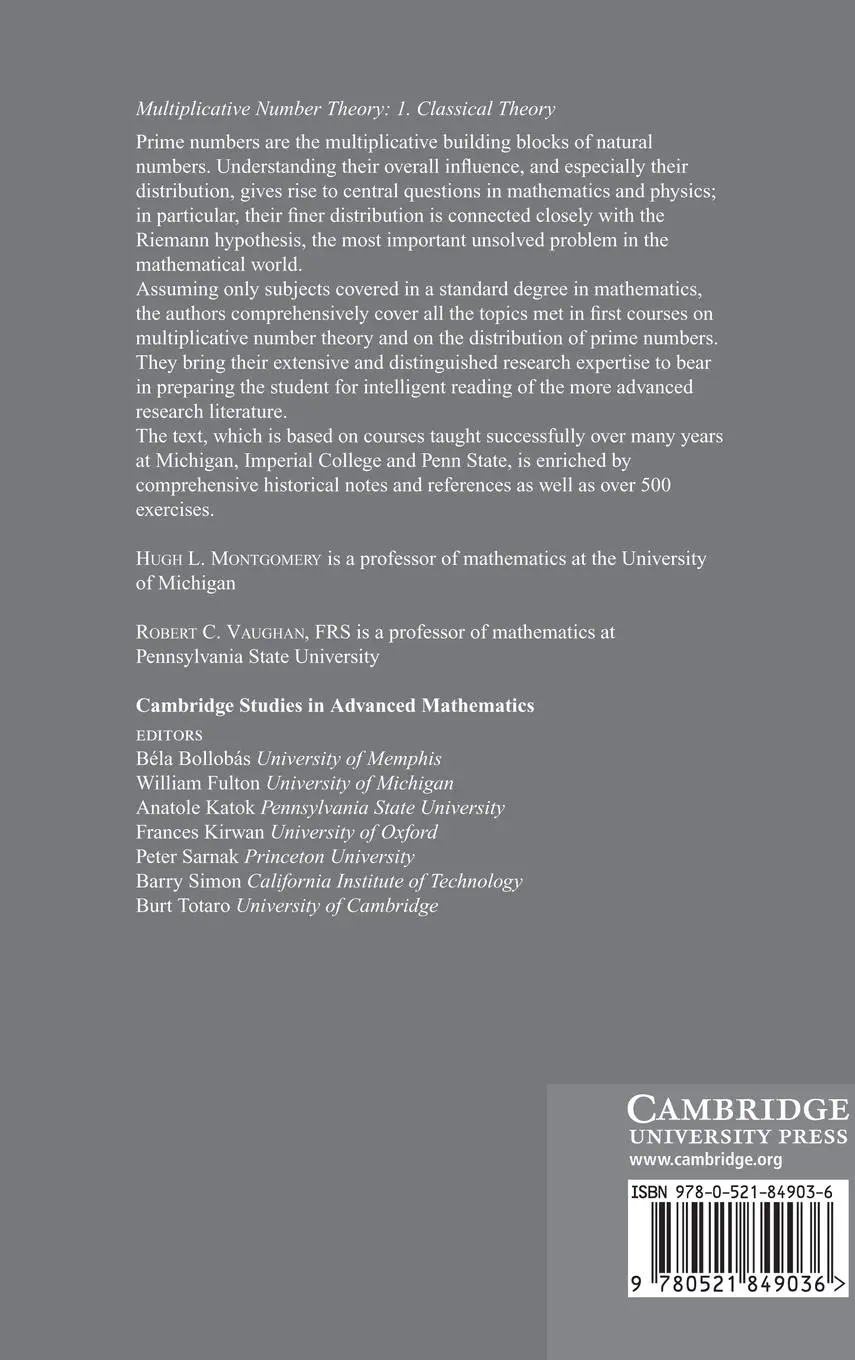 Rückseite: 9780521849036 | Multiplicative Number Theory I. Classical Theory | Montgomery (u. a.)