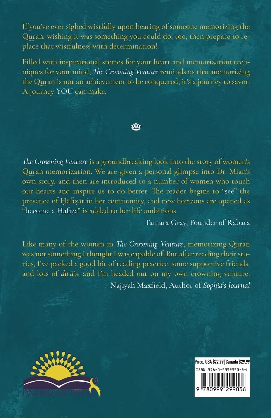Rückseite: 9780999299036 | The Crowning Venture | Saadia Mian | Taschenbuch | Englisch | 2018