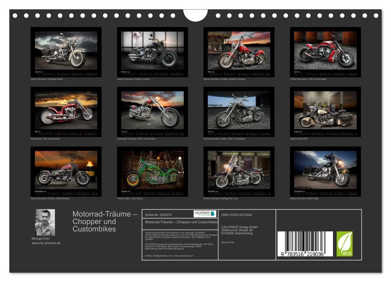 Bild: 9783516219036 | Motorrad-Träume - Chopper und Custombikes (Wandkalender 2026 DIN A4...
